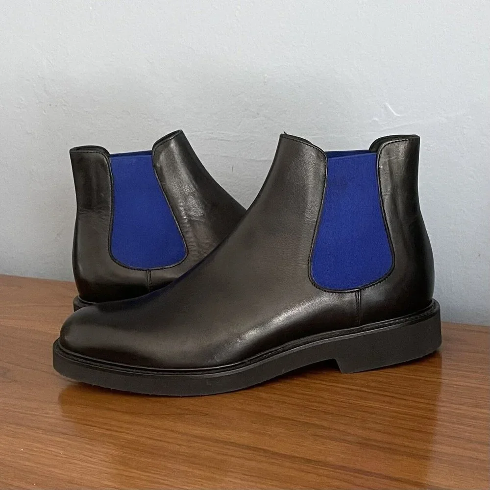 8 By Yoox Black Leather Chelsea Ankle Boots Size 41 NWOB